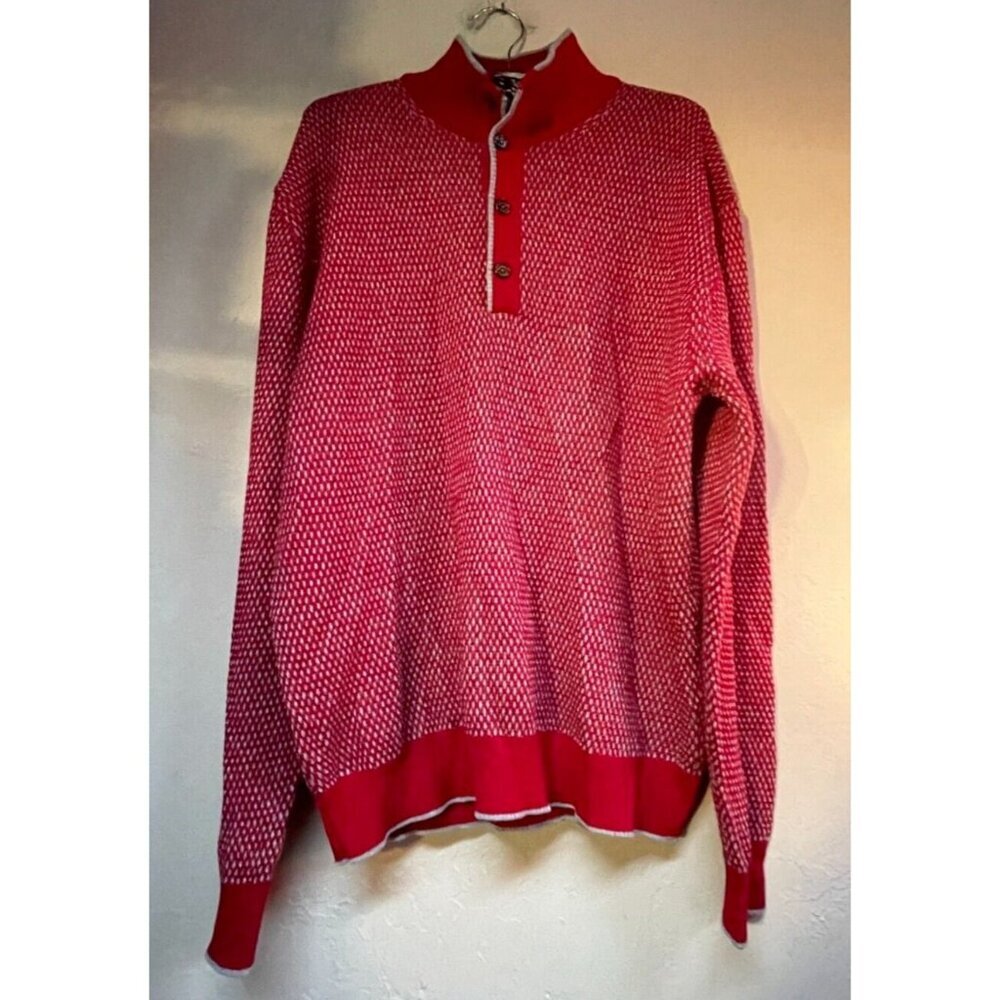 Robert Talbott Mens Red Welby Honeycomb Knit Merino Wool Sweater Medium Pullover